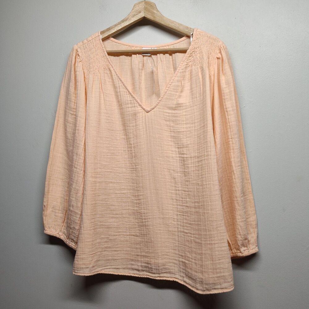 Gap Tunic Top Women Size XL Orange Long Sleeve V-Neck New Breathable Casual